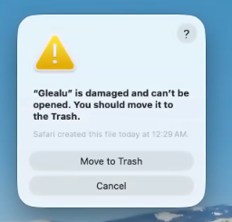 macOS damaged app warning
